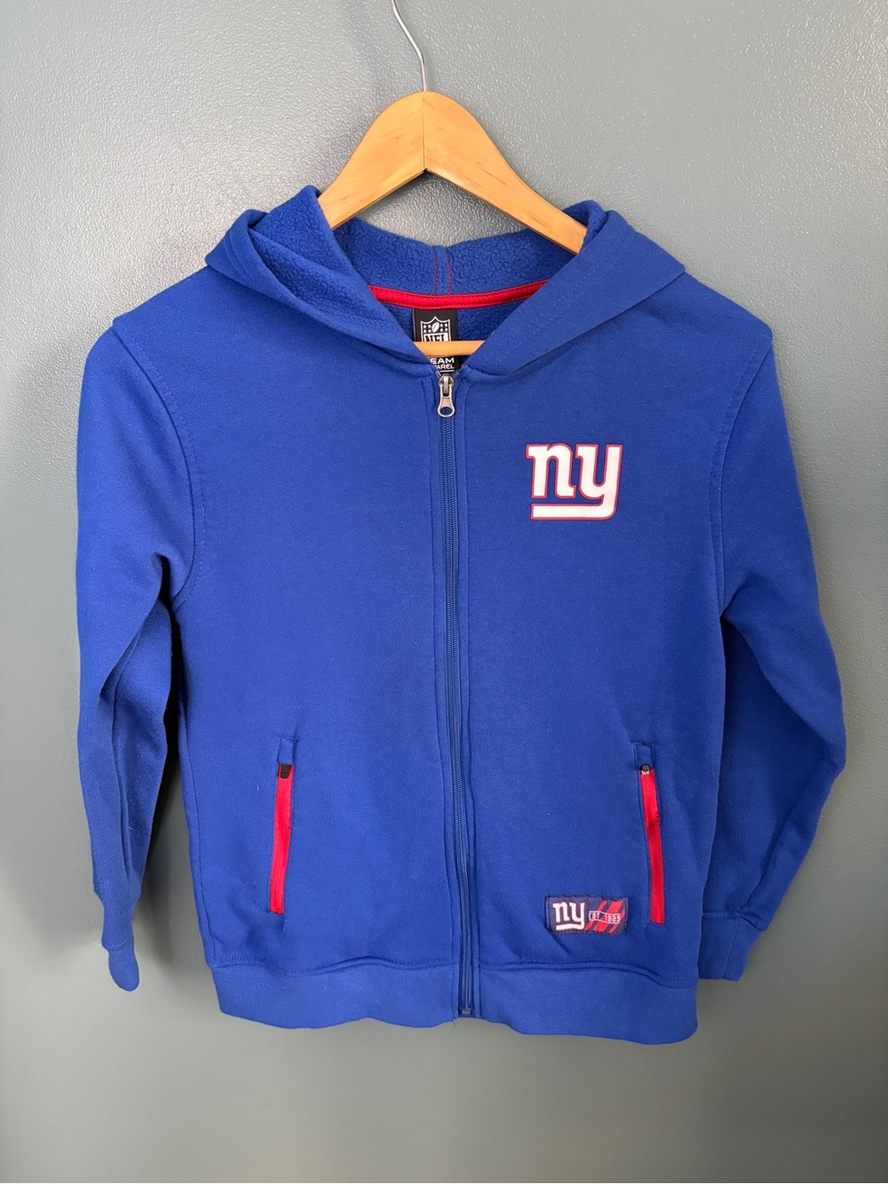 NFL Team Apparel Youth New York Giants Full Zip Fleece Hoodie Size 14-16
